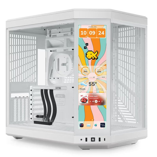 HYTE Y70 Touch Infinite E-ATX Mid Tower Gaming Case with 14.5" Touch Display - Snow White
