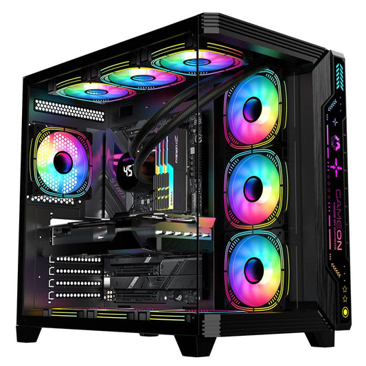 GAMEON PULSE Series ARGB ATX Mid Tower Gaming PC Case - Black (7 ARGB Fans Included)
