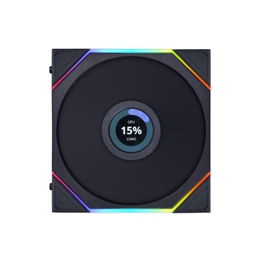 LIAN LI UNI FAN TL LCD Reverse Blade 120mm ARGB Cooling Fan with 1.6" LCD Screen (Single Pack) - Black