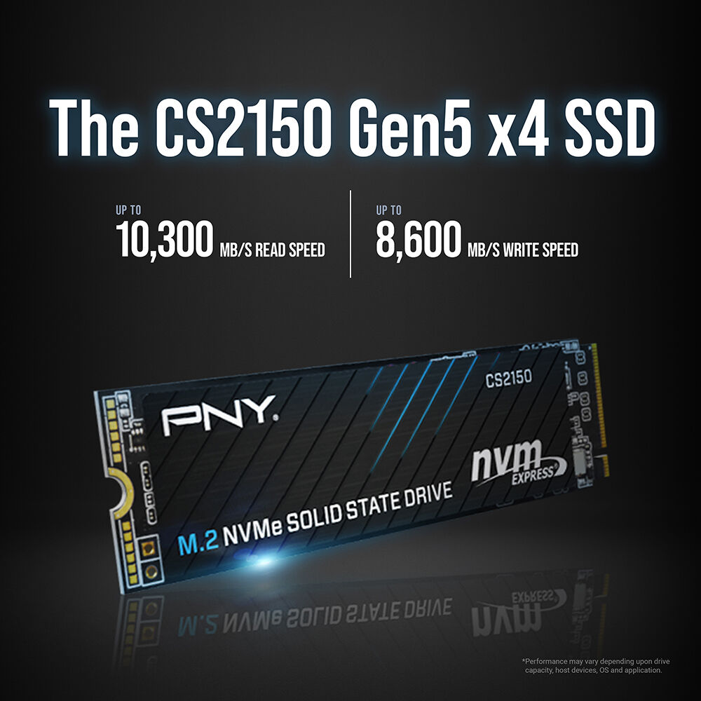 PNY SSD CS2150 M.2 2280 PCIe GEN5X4 NVMe SSD (R:10,300 MB/s W:8,600 MB/s) - 2TB