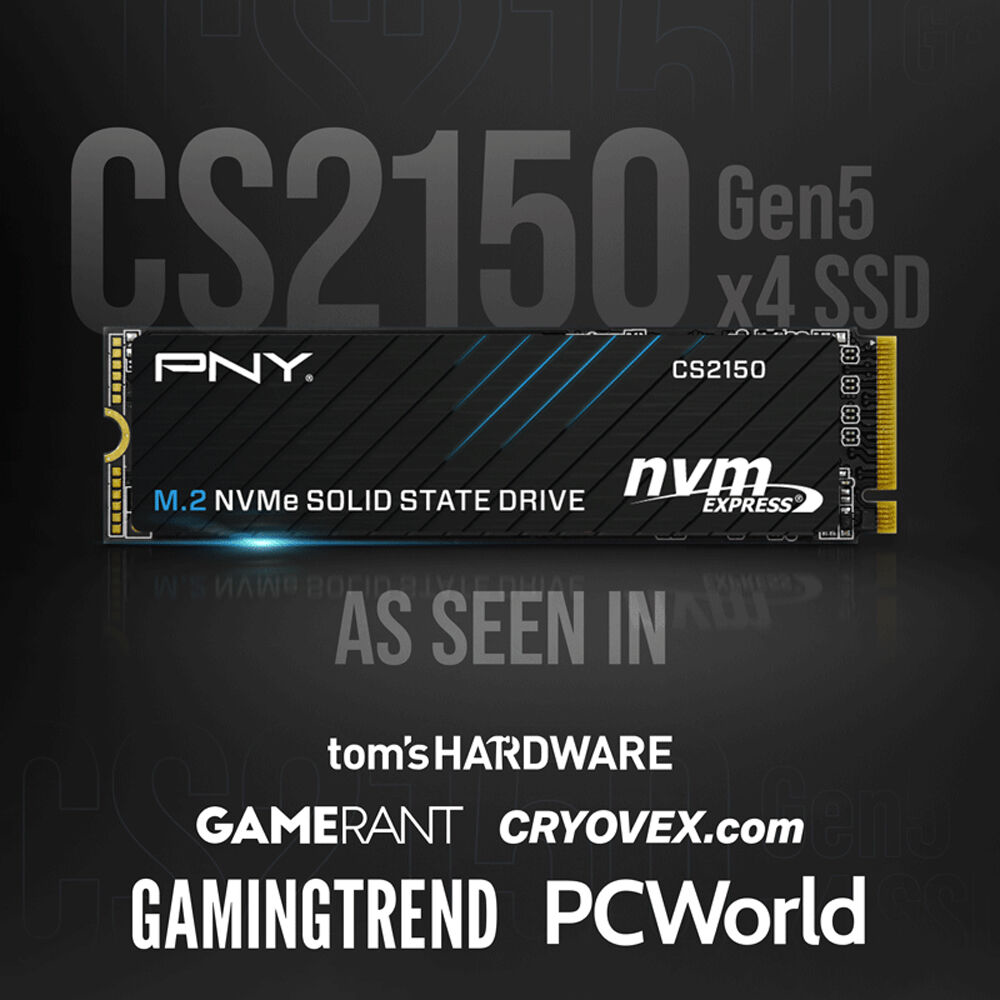 PNY SSD CS2150 M.2 2280 PCIe GEN5X4 NVMe SSD (R:10,300 MB/s W:8,600 MB/s) - 2TB