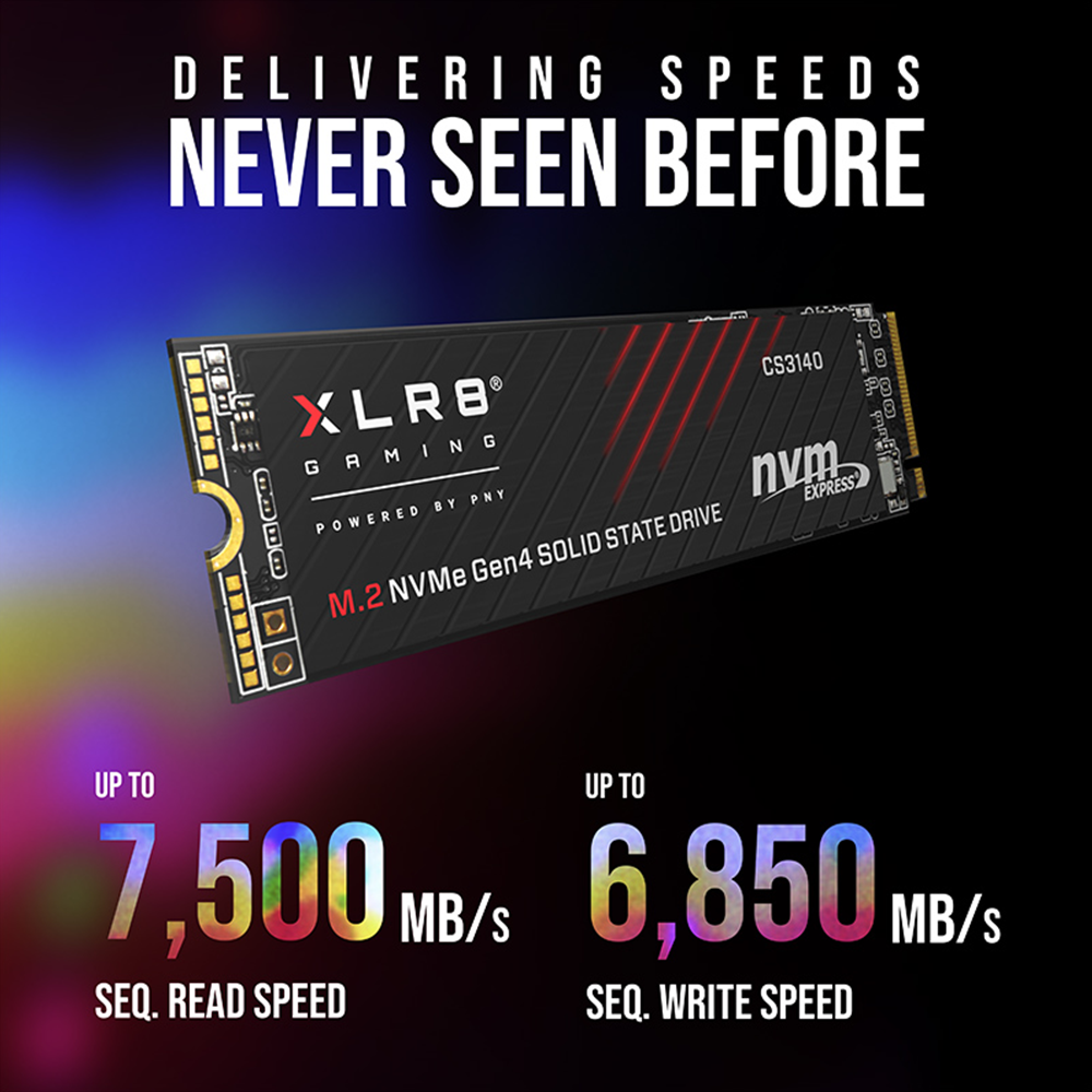 PNY XLR8 CS3140 M.2 NVMe Gen4x4 (7,500 MB/s  5,650 MB/s) - 1TB