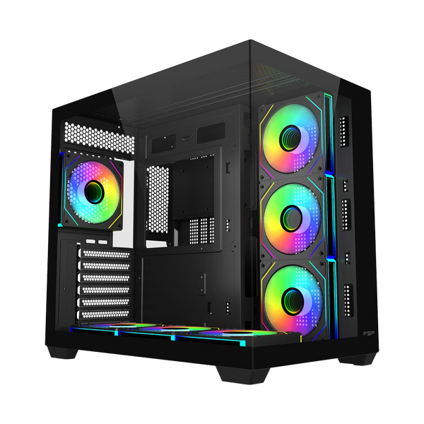 FSP M341 With 7 ARGB Fans Mid Tower Case - Black