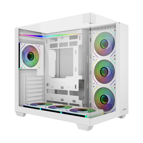 FSP M541 With 7 ARGB Fans Mid Tower Case - White