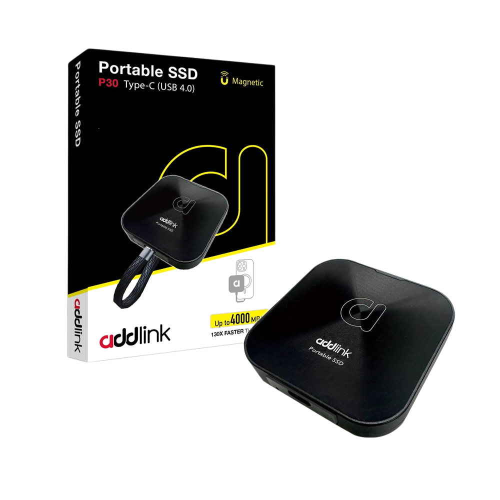 ADDLINK P30 PORTABLE 2TB SSD WITH MAGSAFE AND USB-C TO USB-C CABLE BLACK