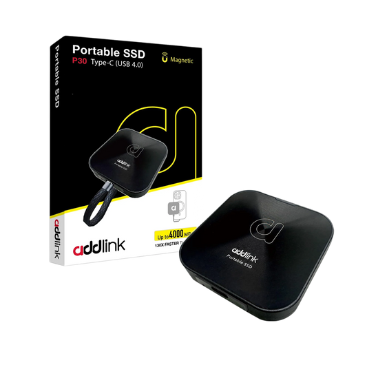 ADDLINK P30 PORTABLE 2TB SSD WITH MAGSAFE AND USB-C TO USB-C CABLE BLACK