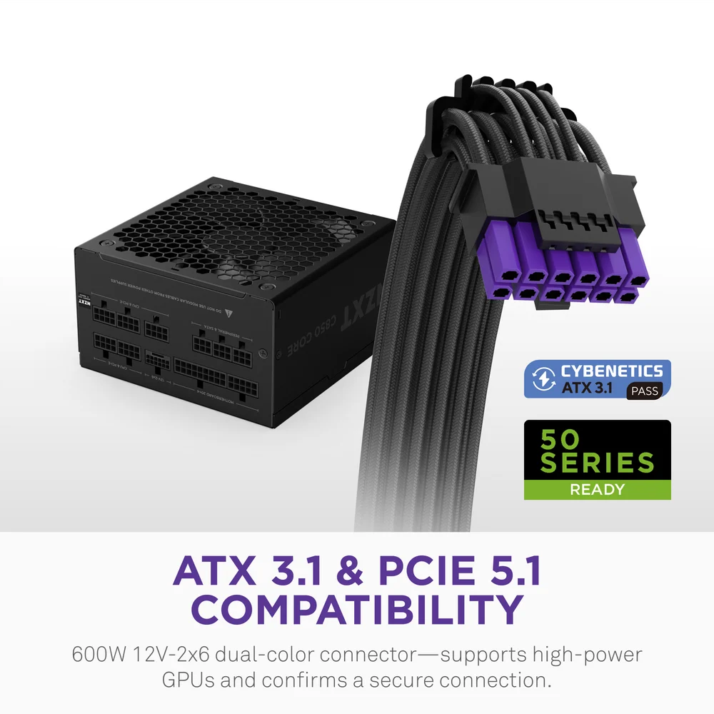 NZXT C850 850W Fully Modular Gold Core 80 PLUS ATX 3.1 Power Supply - Black