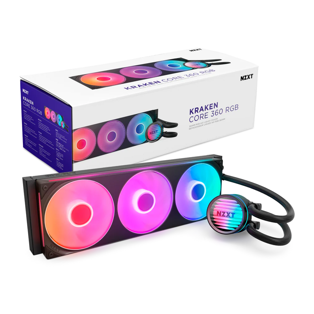 NZXT Kraken Core 360 RGB 360mm AIO Liquid Cooler - Black