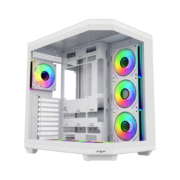 FSP U580 With 7 ARGB Fans Mid Tower Case - White