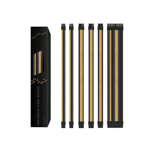 AZZA Power Supply Sleeved Cable ( Black & Gold ) Power Supply Cable Extension Kit with Extra-Sleeved - Black & Gold