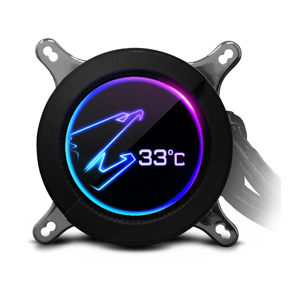 Gigabyte AORUS Liquid Cooler 280 AIO RGB Liquid Cooler With LCD Display - Black