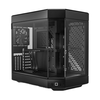 HYTE Dual Chamber Panoramic Tempered Glass ATX Case With 3 Fans - Black