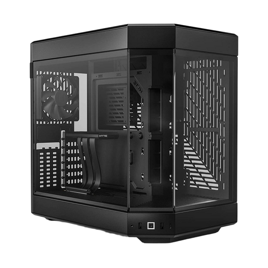 HYTE Dual Chamber Panoramic Tempered Glass ATX Case With 3 Fans - Black