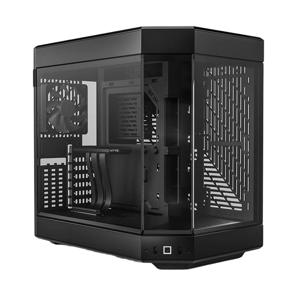 HYTE Dual Chamber Panoramic Tempered Glass ATX Case With 3 Fans - Black