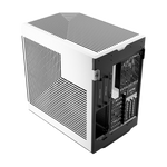 HYTE Dual Chamber Panoramic Tempered Glass ATX Case with 3 Fans - Black/White