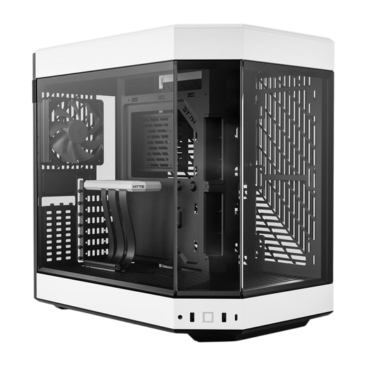 HYTE Dual Chamber Panoramic Tempered Glass ATX Case with 3 Fans - Black/White