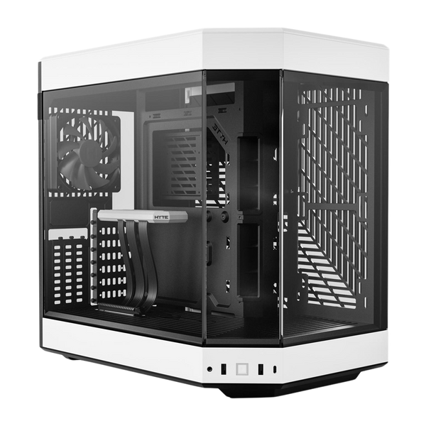 HYTE Dual Chamber Panoramic Tempered Glass ATX Case with 3 Fans - Black/White