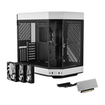 HYTE Dual Chamber Panoramic Tempered Glass ATX Case with 3 Fans - Black/White