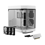 HYTE Dual Chamber Panoramic Tempered Glass ATX Case With 3 Fans - White